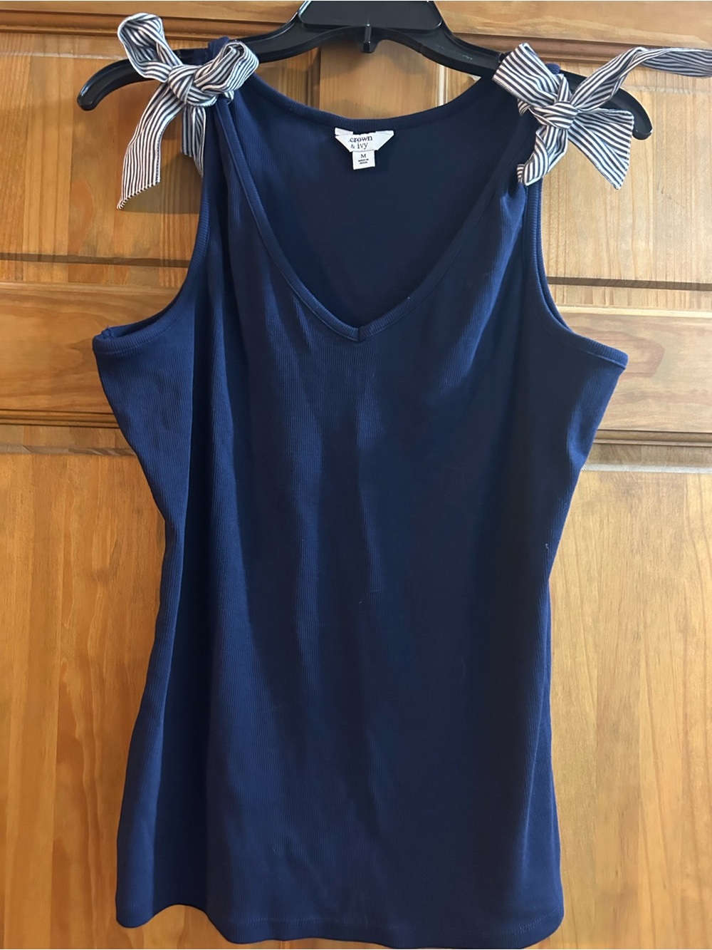 Crown & Ivy Navy Tie-Shoulder Tank Top